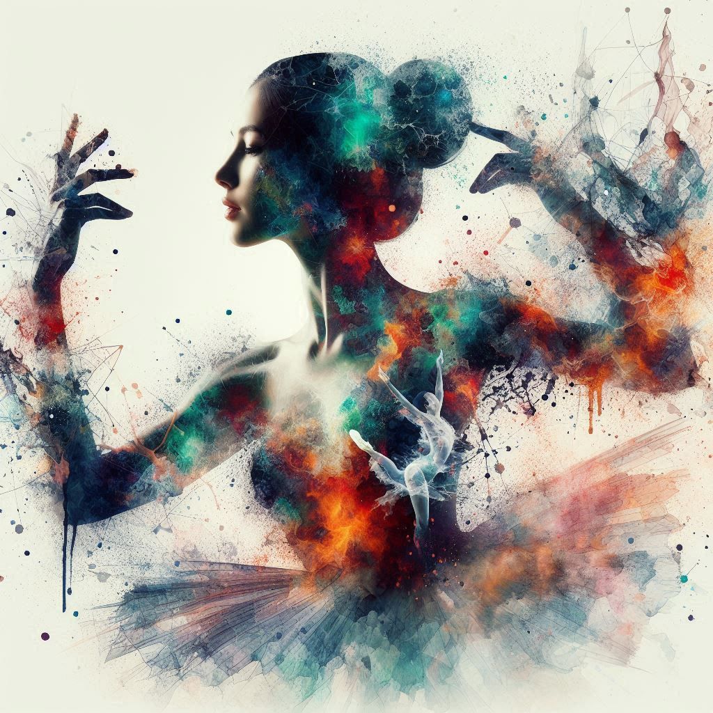 double exposure beautiful fantasy DALL-E 3 portrait landscape..