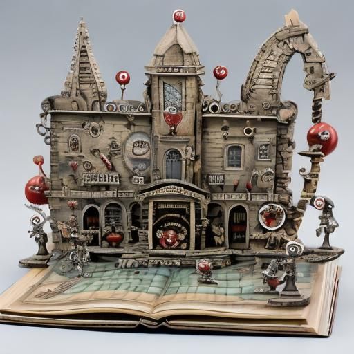  <lora:Pop-Up-Story DSv8:1.0>Pop up story book, the history of chess and nuclear war, whimsical