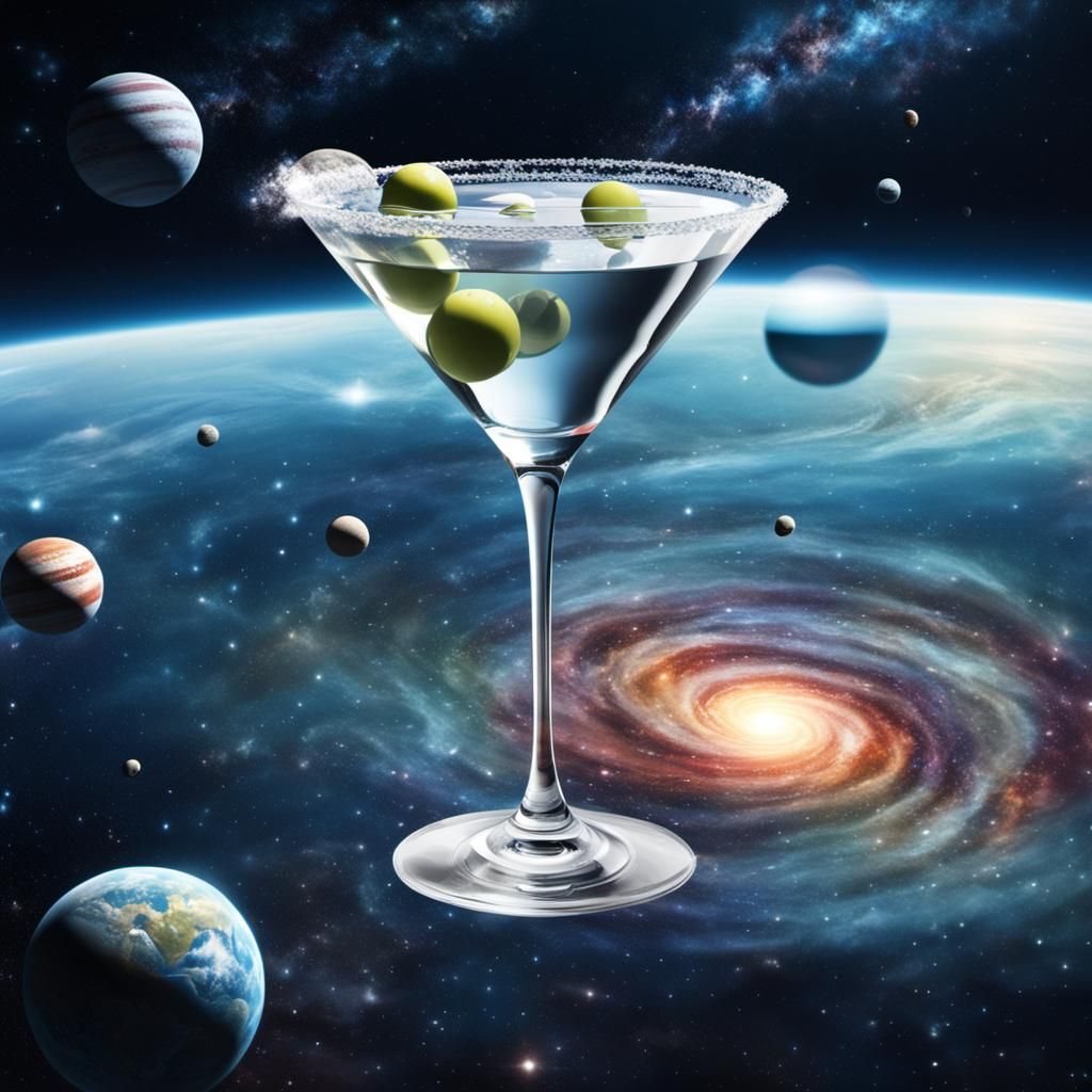 Martini floating in vast outer space   by @Orbit