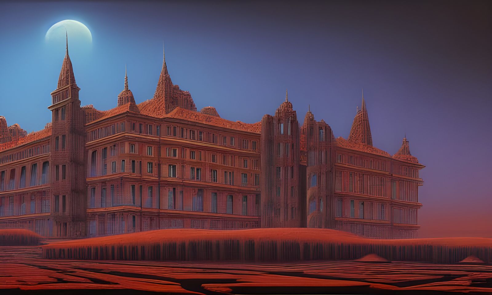 Surreal Biomechanical Palace in Hellscape: Beksinski Style