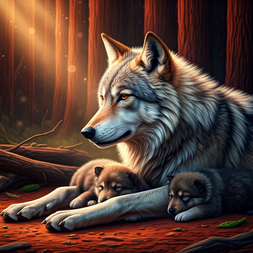 A momma and her babies  by @Burning puzzle