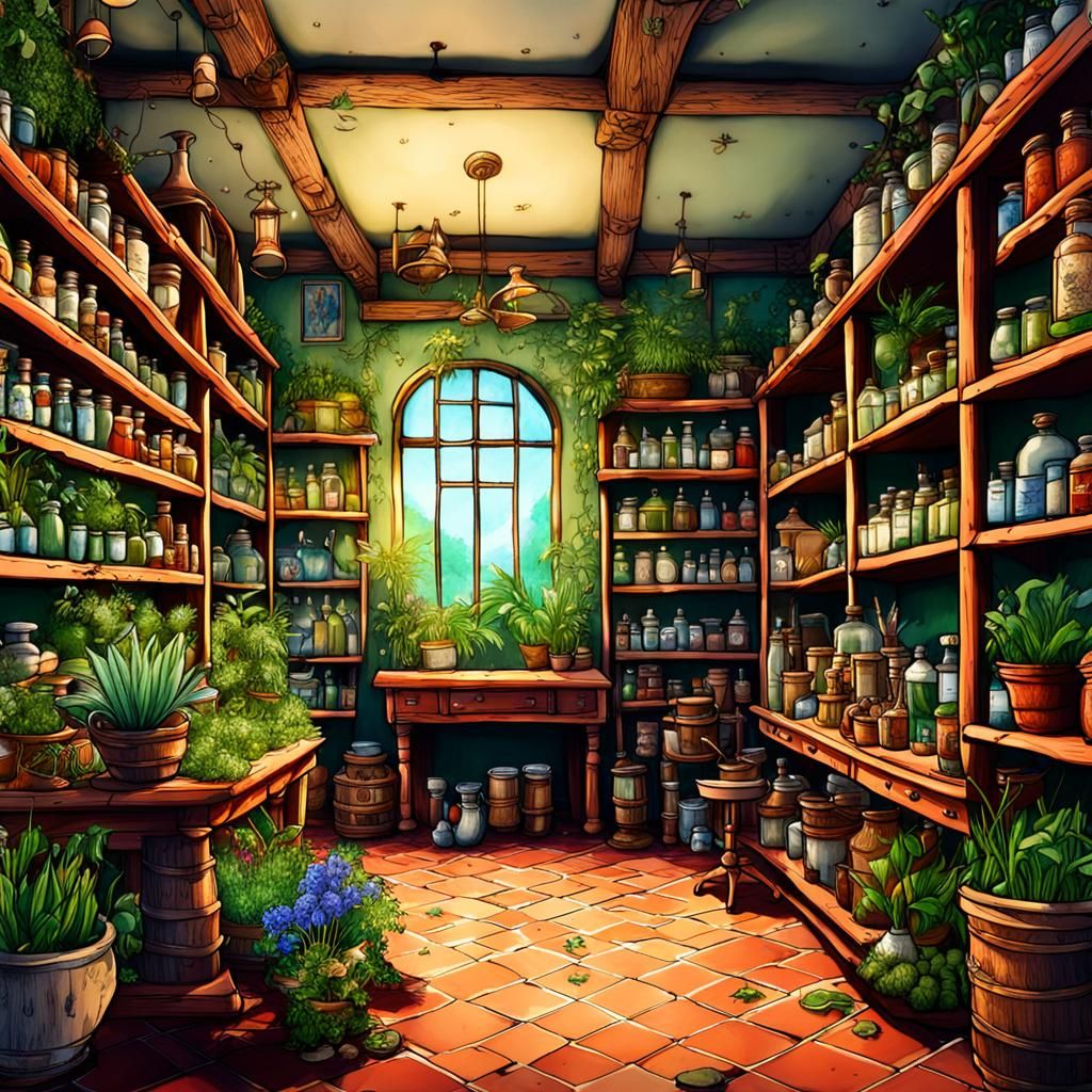 Medieval Fantasy Hospital Room: Detailed Apothecary Scene