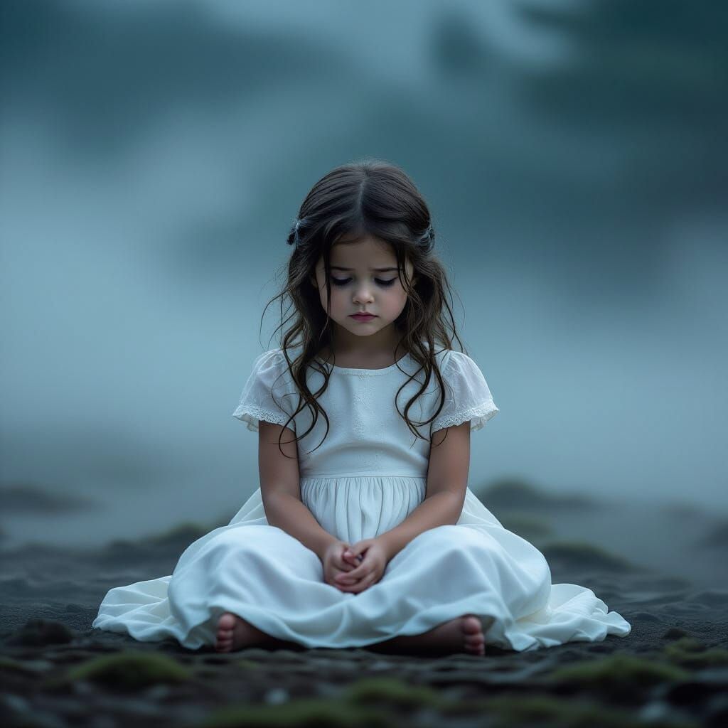 Sad Girl in Mist, Cinematic Film Still