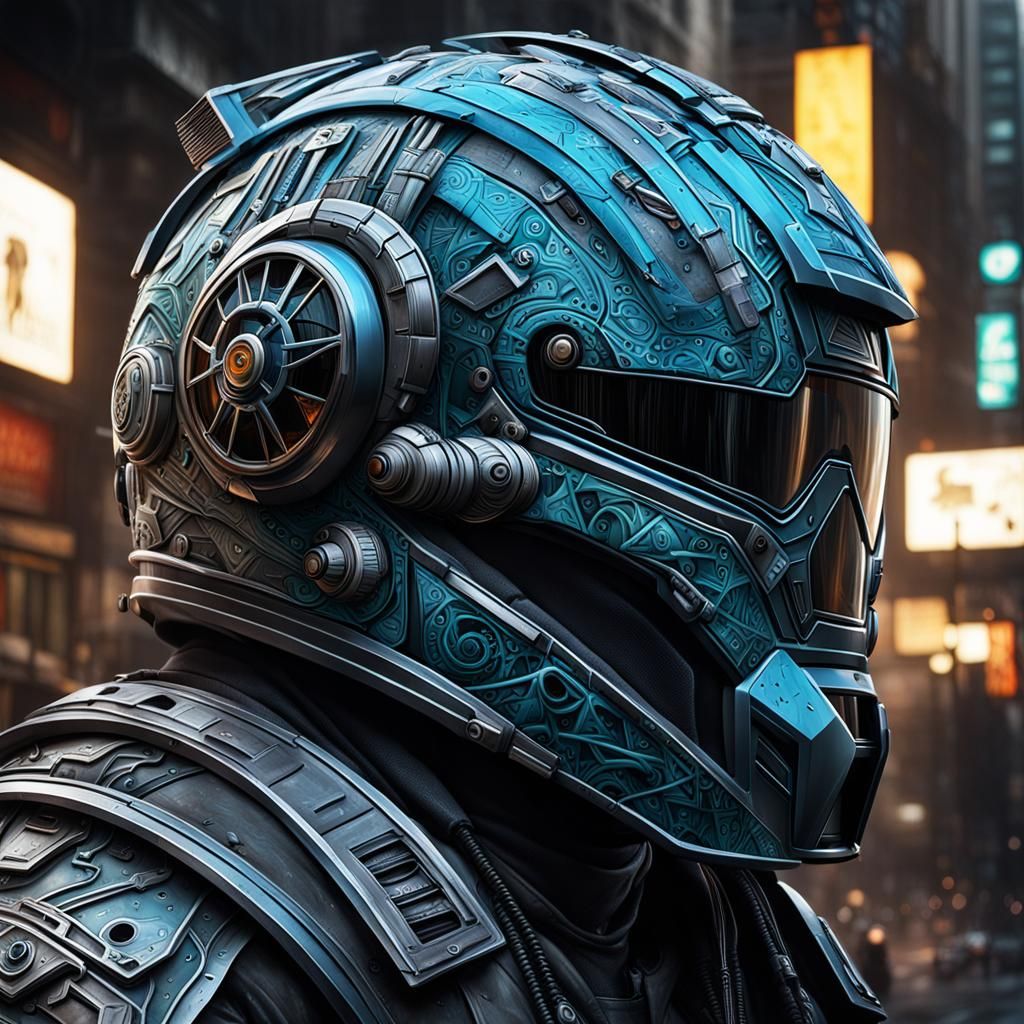 Blue Metal Helmet  by @Raven