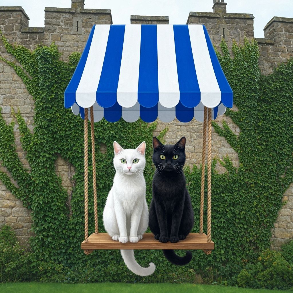 Opposite cats on a swing  by @Spicy Prompt