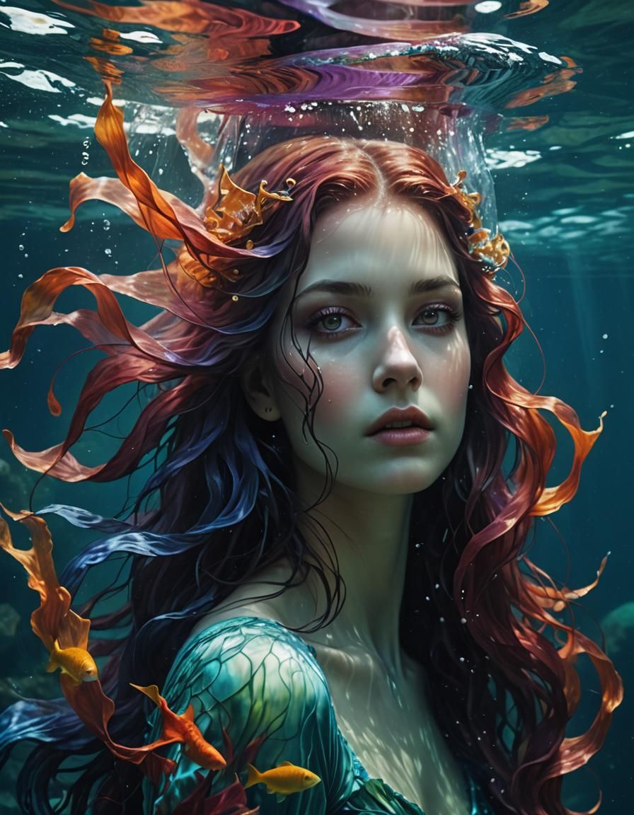 Siren underwater - AI Generated Artwork - NightCafe Creator