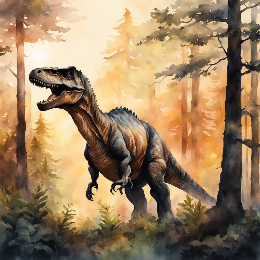 A watercolour painting of the Tyrannosaurus Rex  by @Joseph