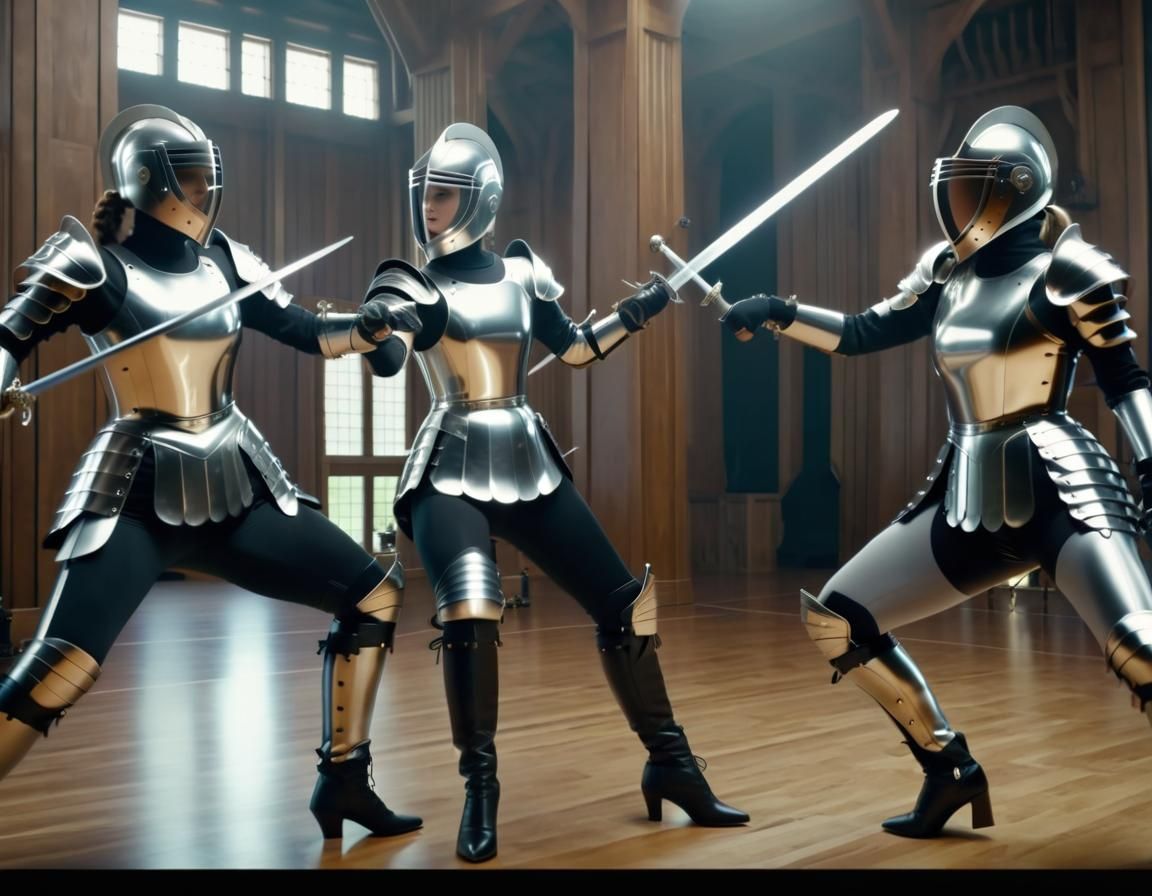 Ladies learning in fencing classes...