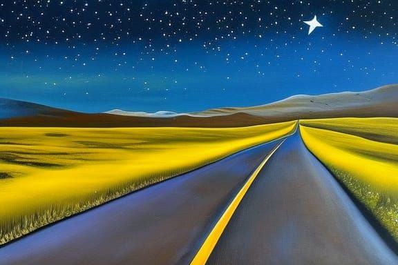 Driving Down a Country Road at Night Stars in the Sky