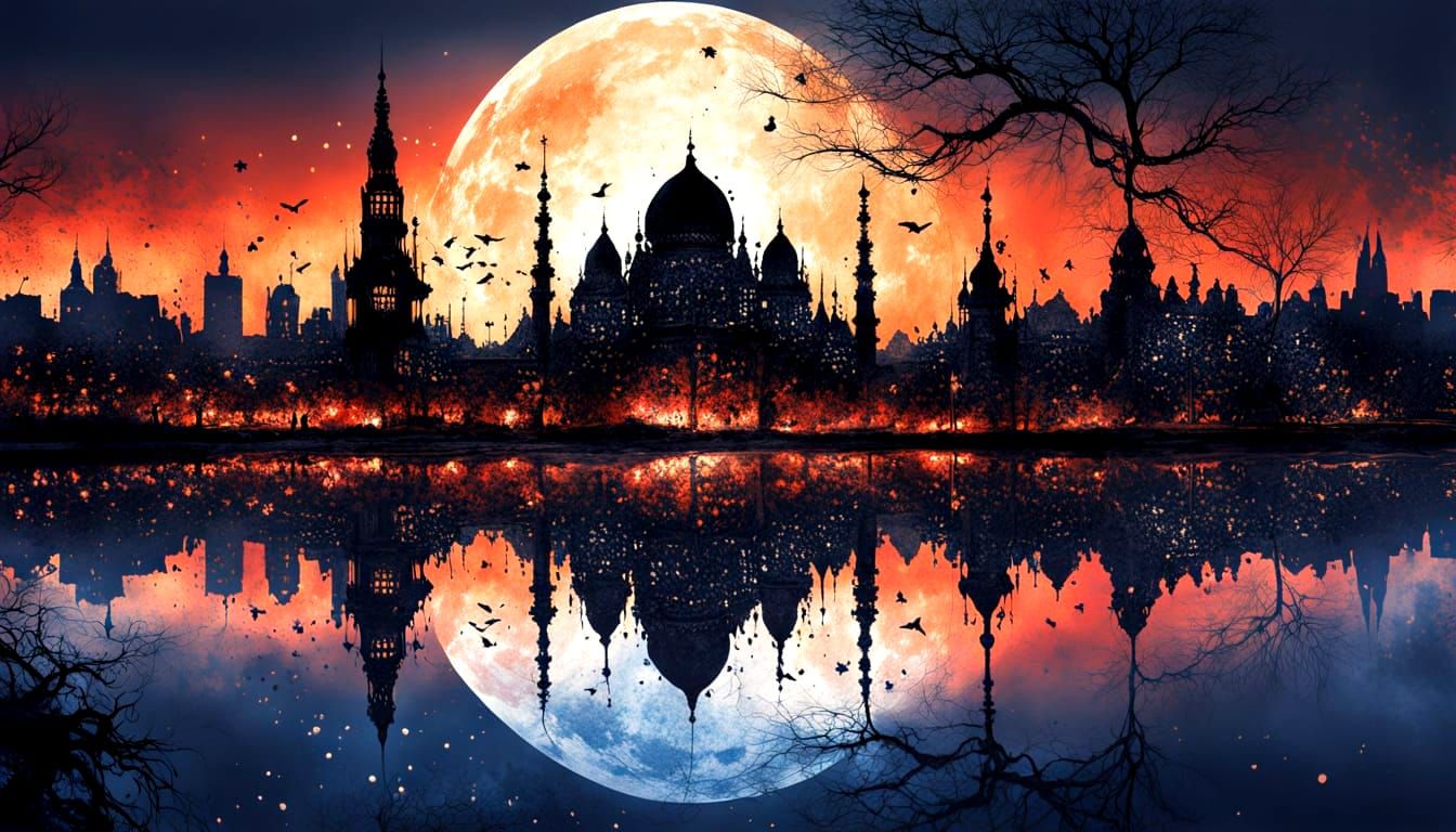 Moonrise over the fabled city of minarets  by @Andy