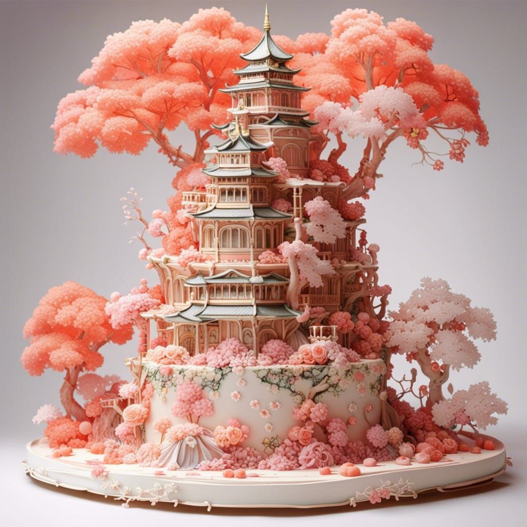 Japanese wedding cake 🎂  by @Navneet