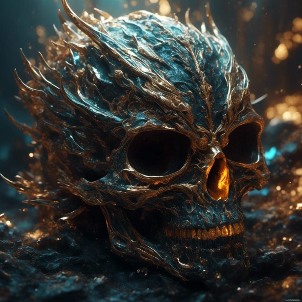 <lora:Kyoot:1.0> <lora:eye:1.0> A skull with animalistic fea...