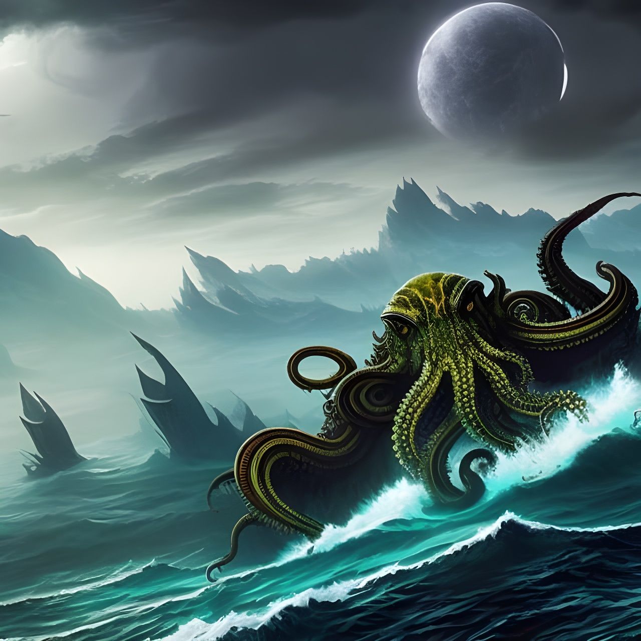 Cthulhu Mythos rising out of the water.