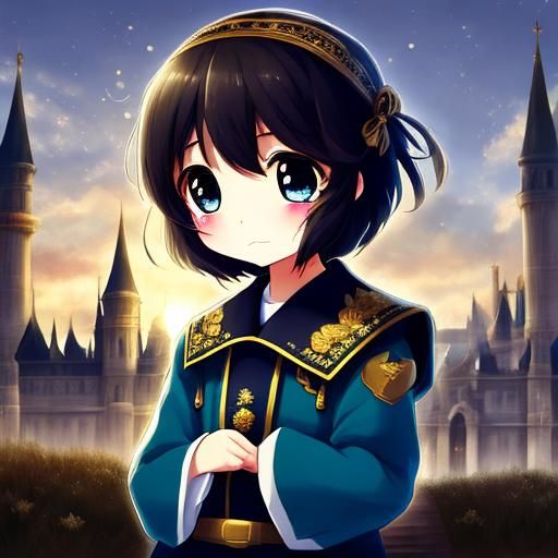 Kawaii, the girl sheds a tear, portraying a heartwarming vulnerability in her emotions. <lora:ChibiCharm AC50:1.0> 