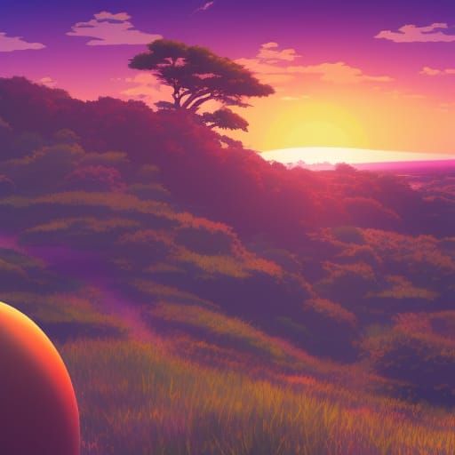purple egg on sunset