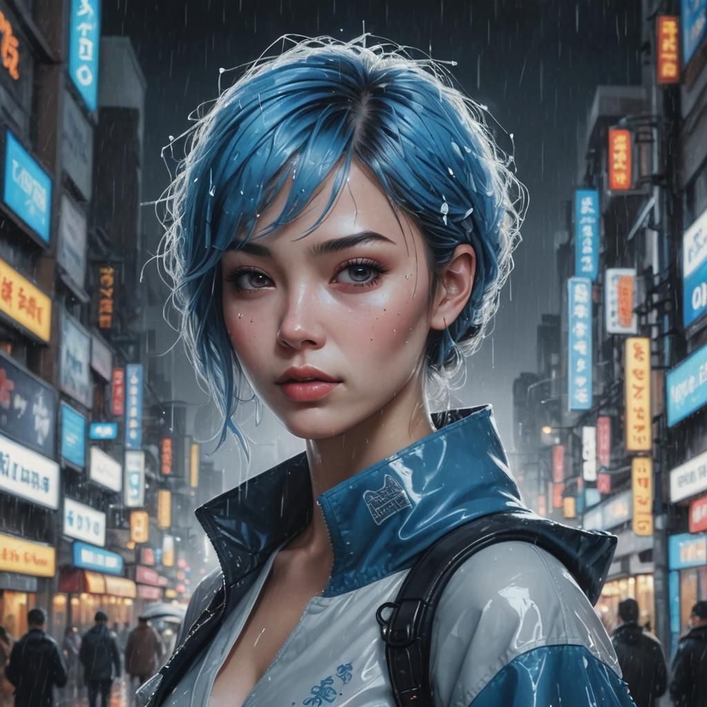 Short blue hair - AI Generated Artwork - NightCafe Creator