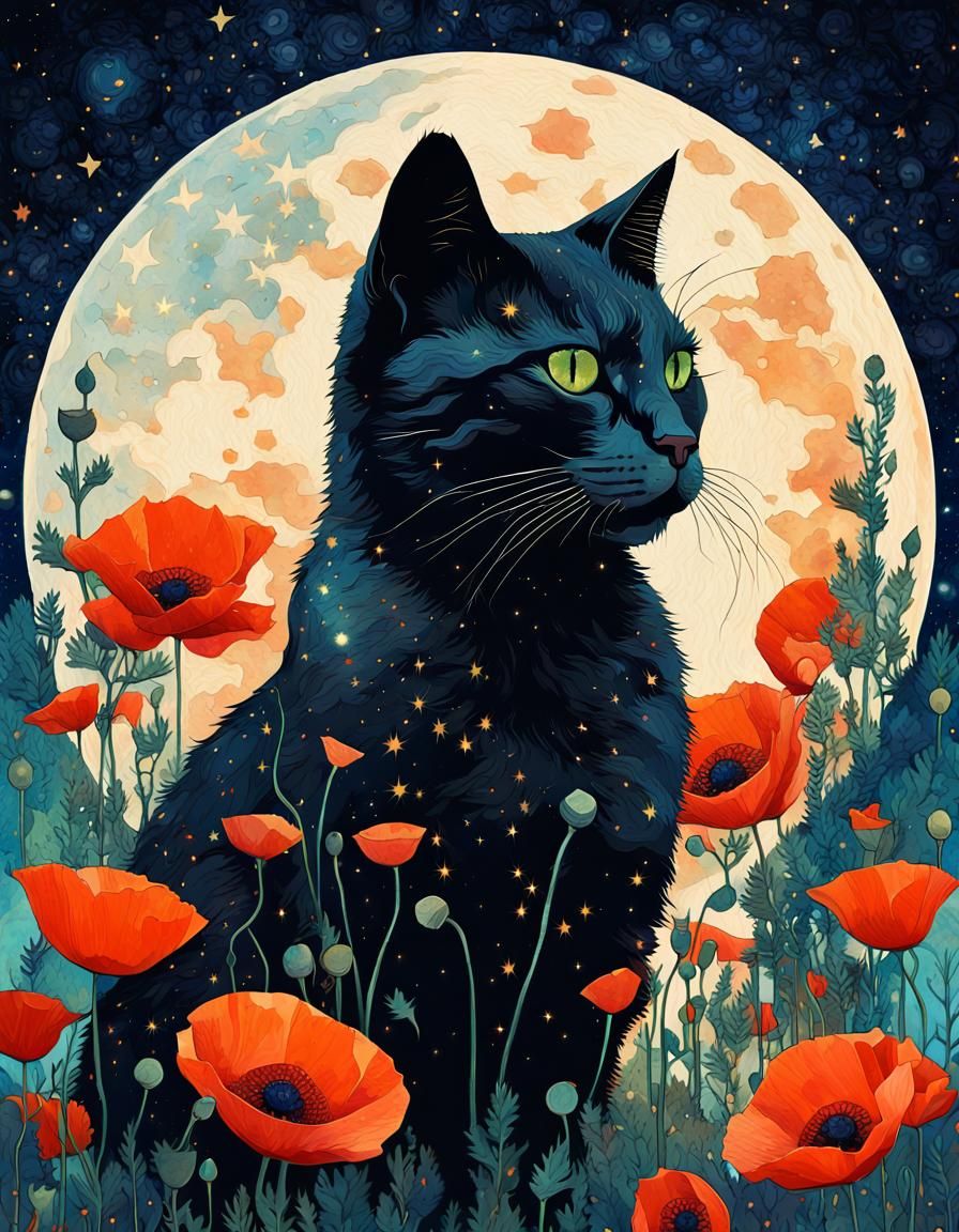 Poppies under the moon