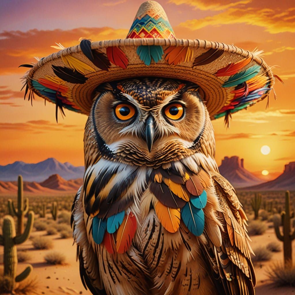 Sombrero Owl  by @JollyNewt
