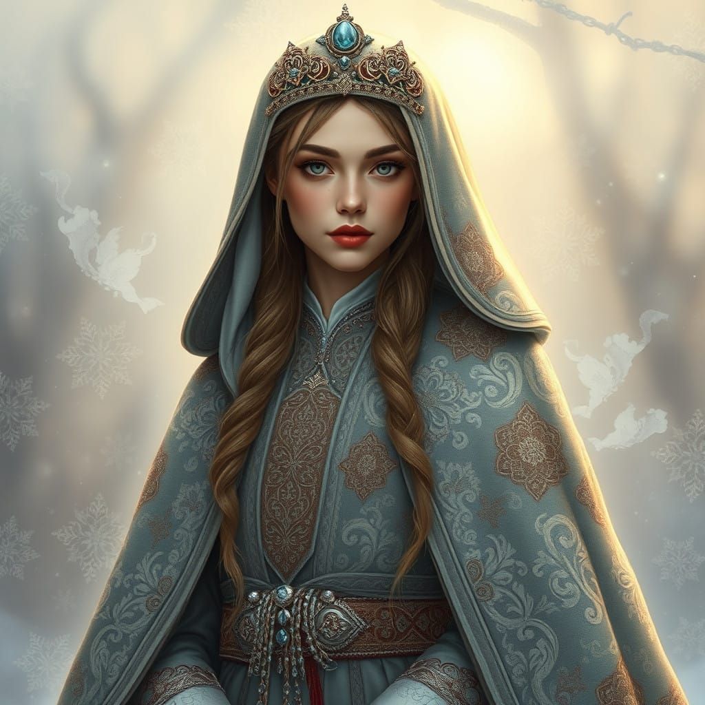 Regal Winter Princess in Shimmering Frosty Blues and Silvers