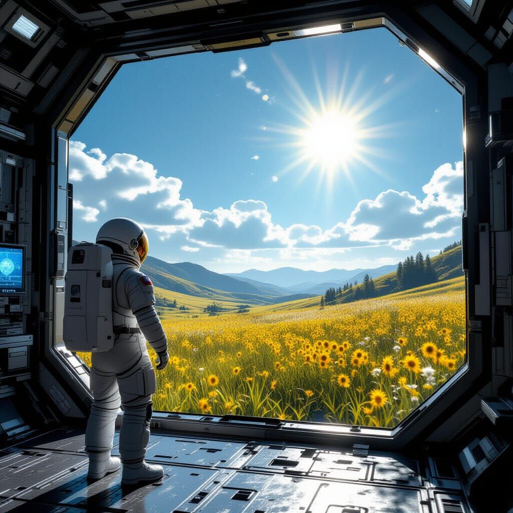 Astronaut's Earth Memory on Space Station