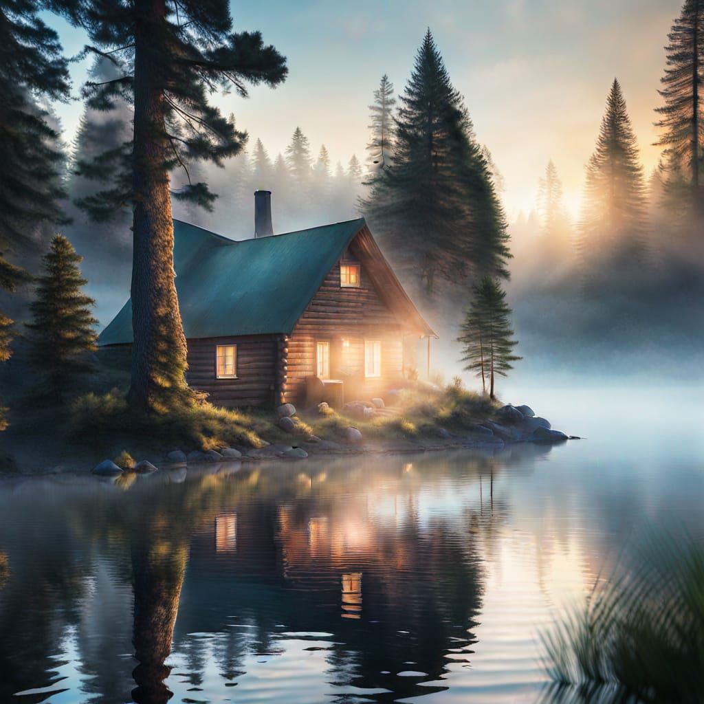 the cabin, a lake, mysterious mood  by @Lorenzo Campanella