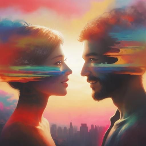 a combination of double exposure techniques on canvas, creat...