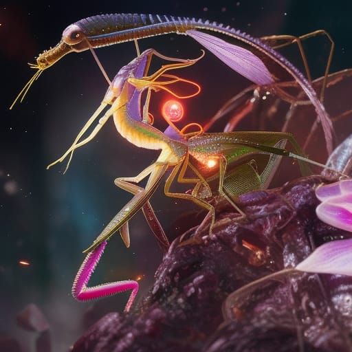 Galaxy Praying Mantis: Dark Fantasy Concept Art