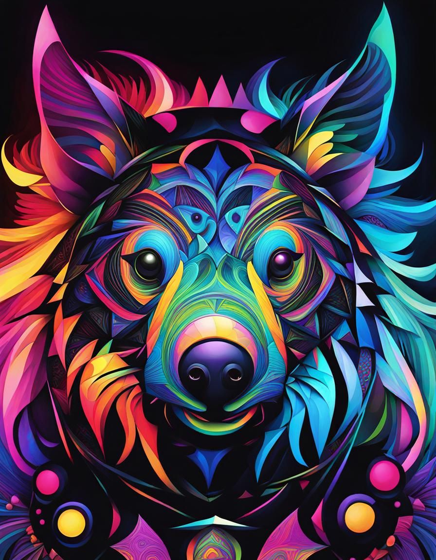 Hyper detailed cubist (psychedelic artwork of a wombat:1,8) ...