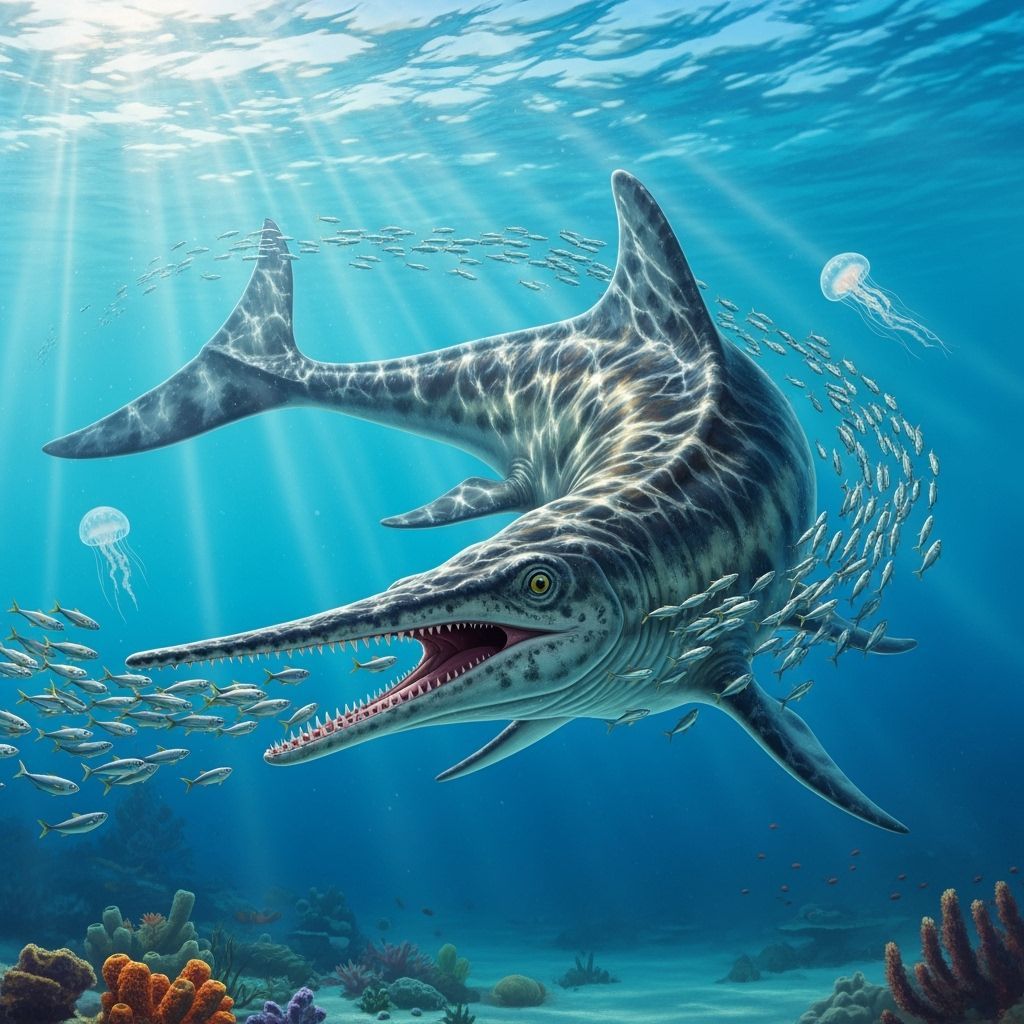 Ichthyosaurus hunting for food   by @GrizzMum