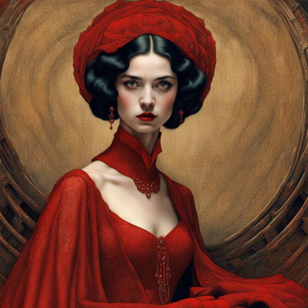 Portrait of a very beautiful, broadshouldered grimdark gothic girl in