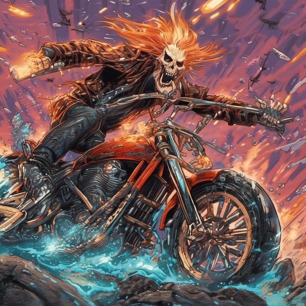 <lora:My Face:1.0>Transformation into Ghost Rider Mark Brook...