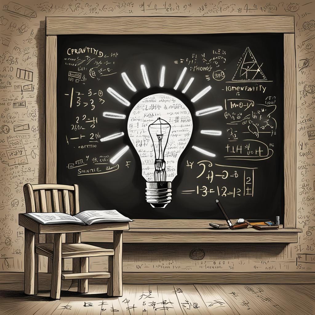 creativity and innovation drawing in which  there is a glowi...