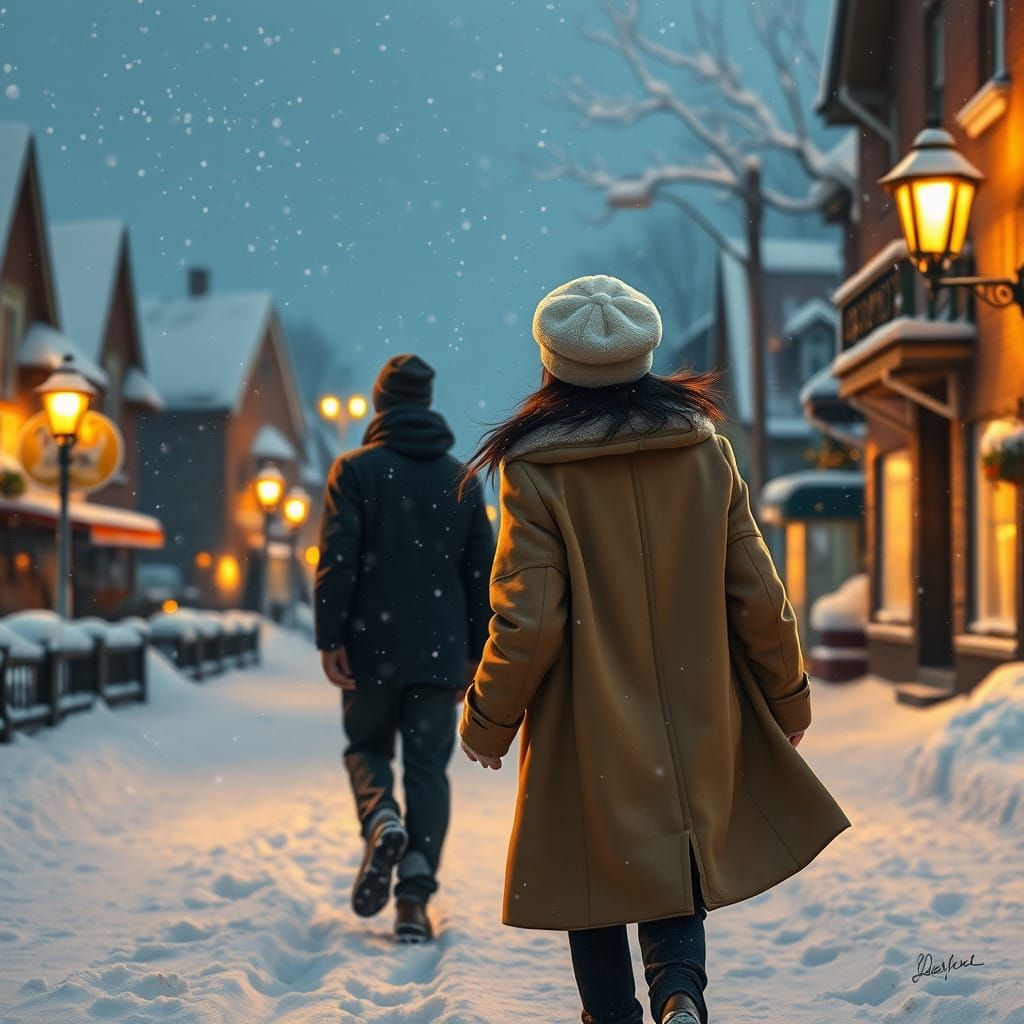 Serene Winter Wonderland Couples Scene