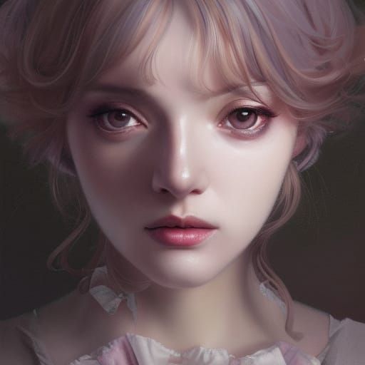 Kawaii Nurse Portrait in Pastel Hues