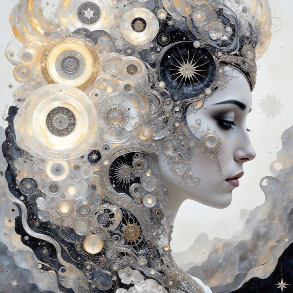 Goddess Venus Burning Like Silver Flame on Mountaintop in Wa...