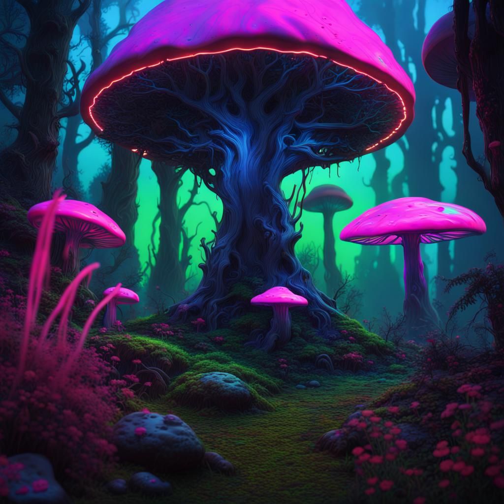 Glowing Mushroom Forest - AI Generated Artwork - NightCafe Creator