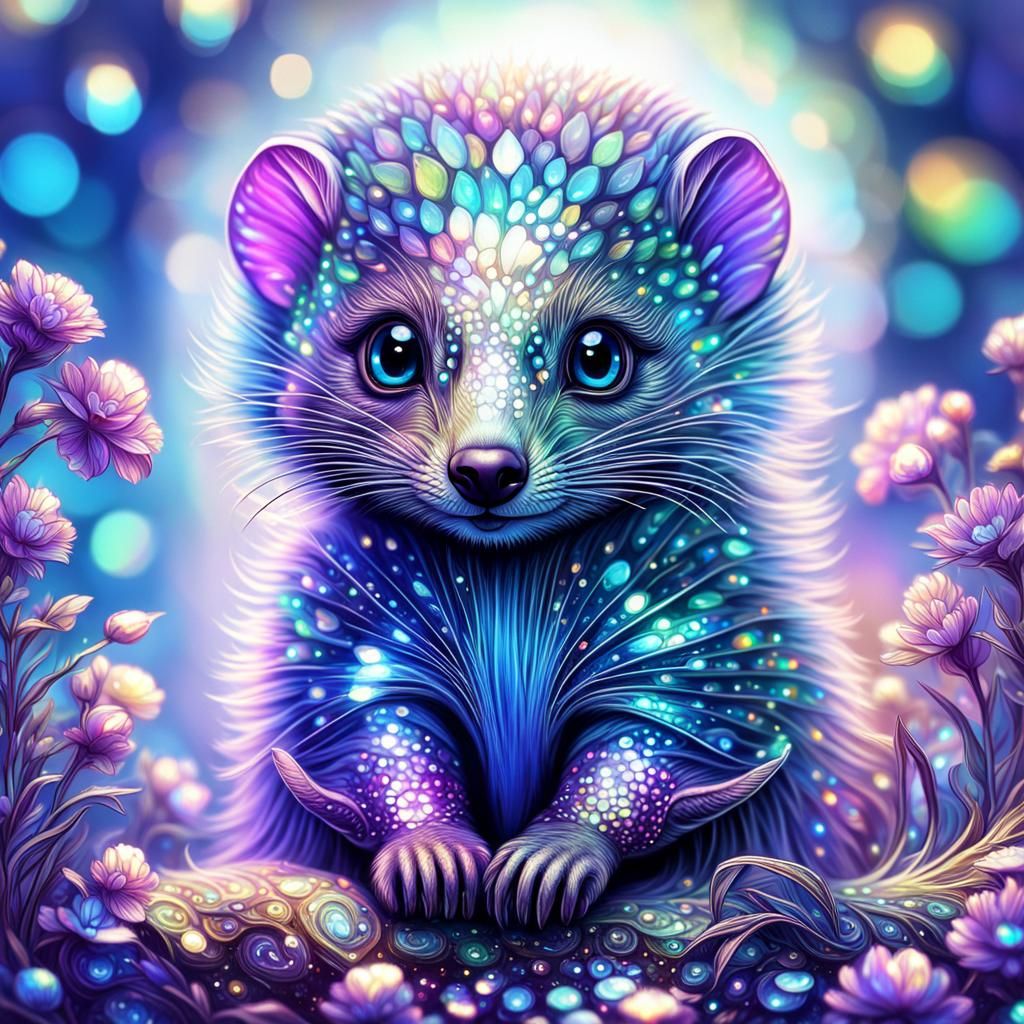 Cute Iridescent Magical Baby Mongoose  by @Yulia 