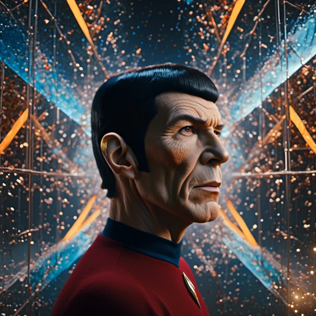 Spock viewed through a prism, highly detailed, cgi quality, cinematic realism, 8k resolution, Unreal Engine 5 <lora:Prismatic Vitality:1.0> 