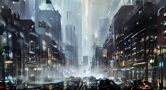 Street in style of <lora:Recreation:1.0>, perfect compositio...