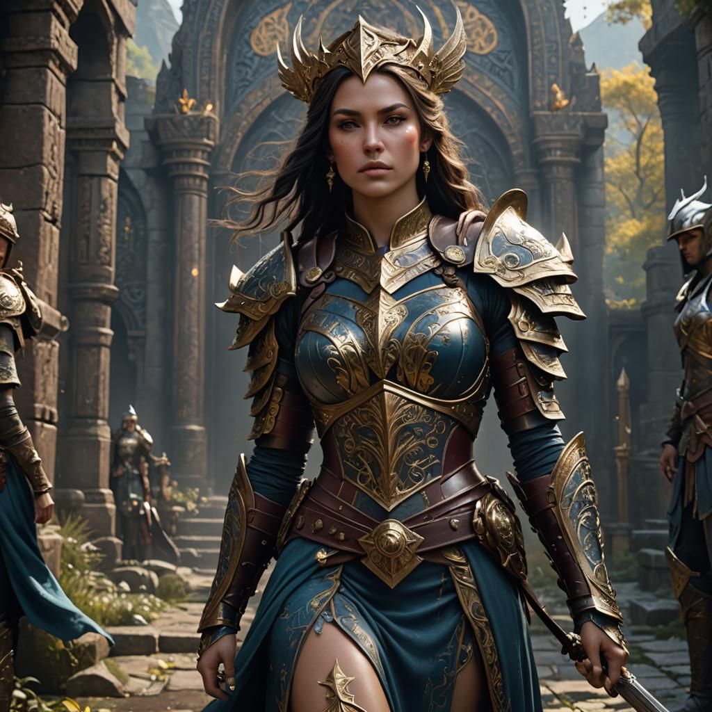 <lora:Macabre:1.0> <lora:NC Hyperreal:1.0> Hyper realistic, high fantasy, blonde hair, sapphire eyes, warrior witch, gothic