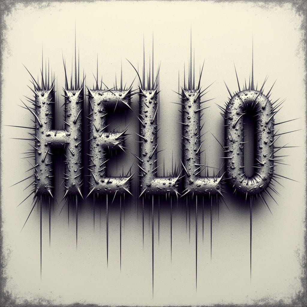 Says "HELLO" in  metalcore metal font <lora:Metal font maker:1.0>