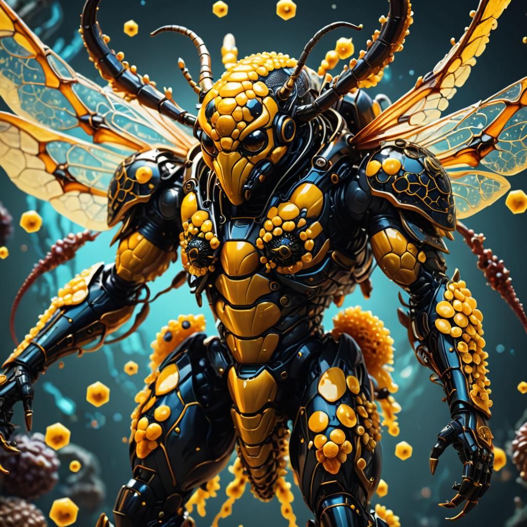 Humanoid Muscular Tentacle Demon Bee (Honeycells)