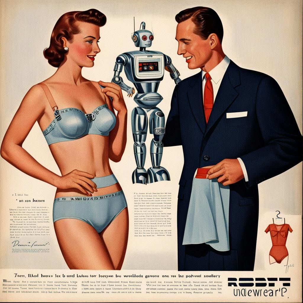 1950s magazine advertisement for robot underwear.