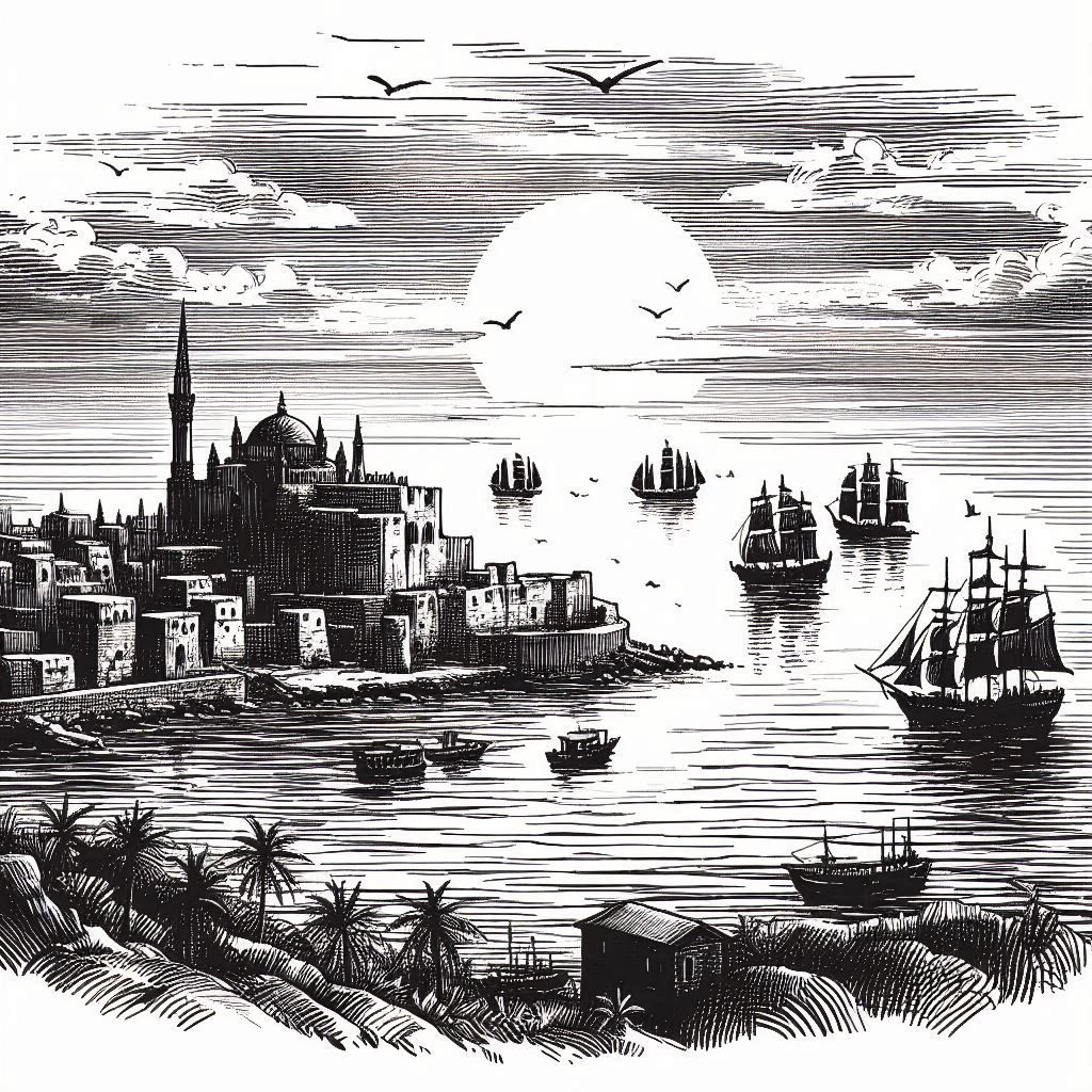 Sunset over the port of Sidon