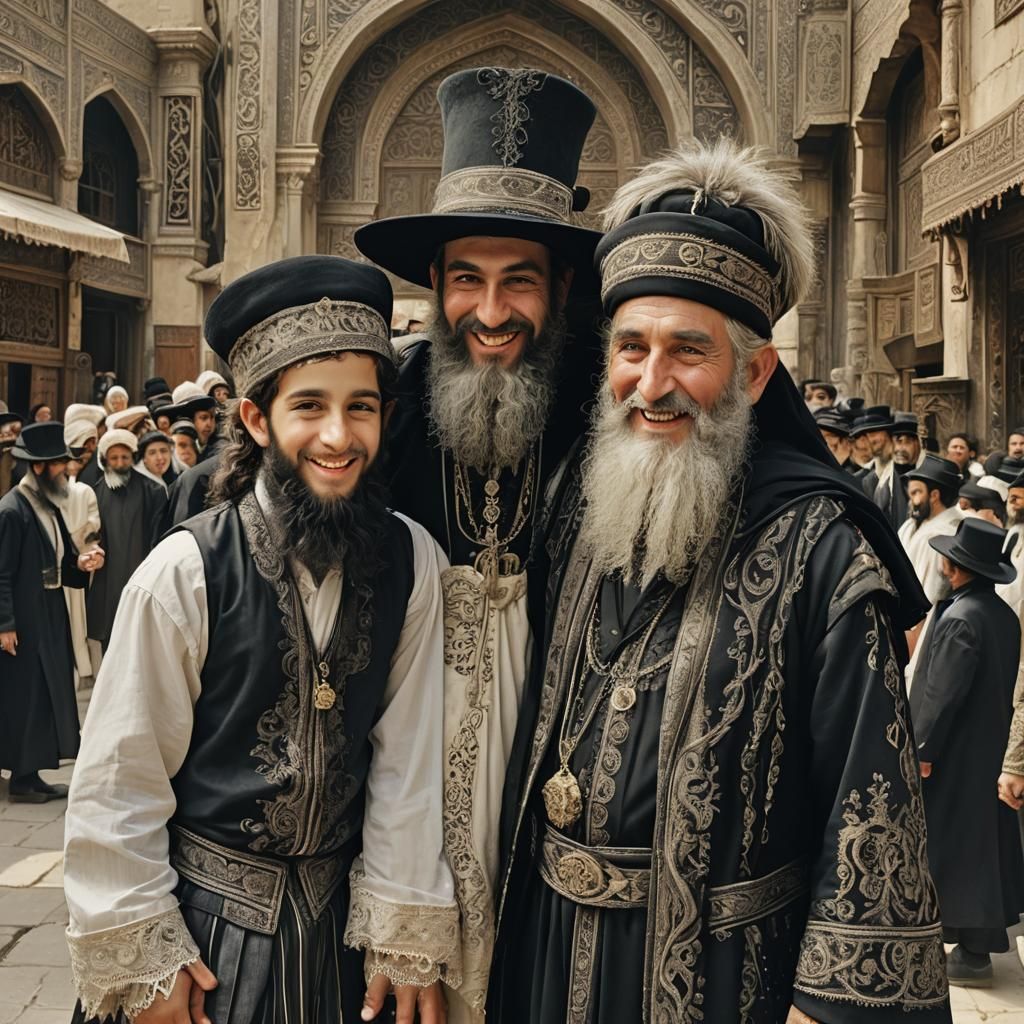 Joyful Ultra-Orthodox Jew in Traditional Dress