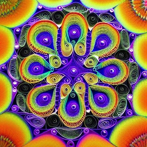 Sacred geometry pointillism fractal quilling iridescent psyc...