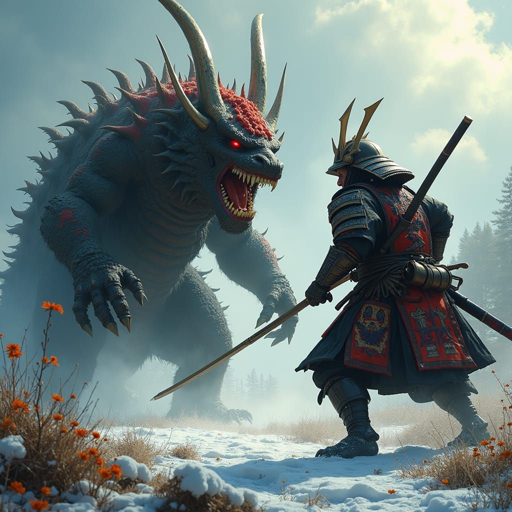 Predadot versus samurai from the Japanese feudal period