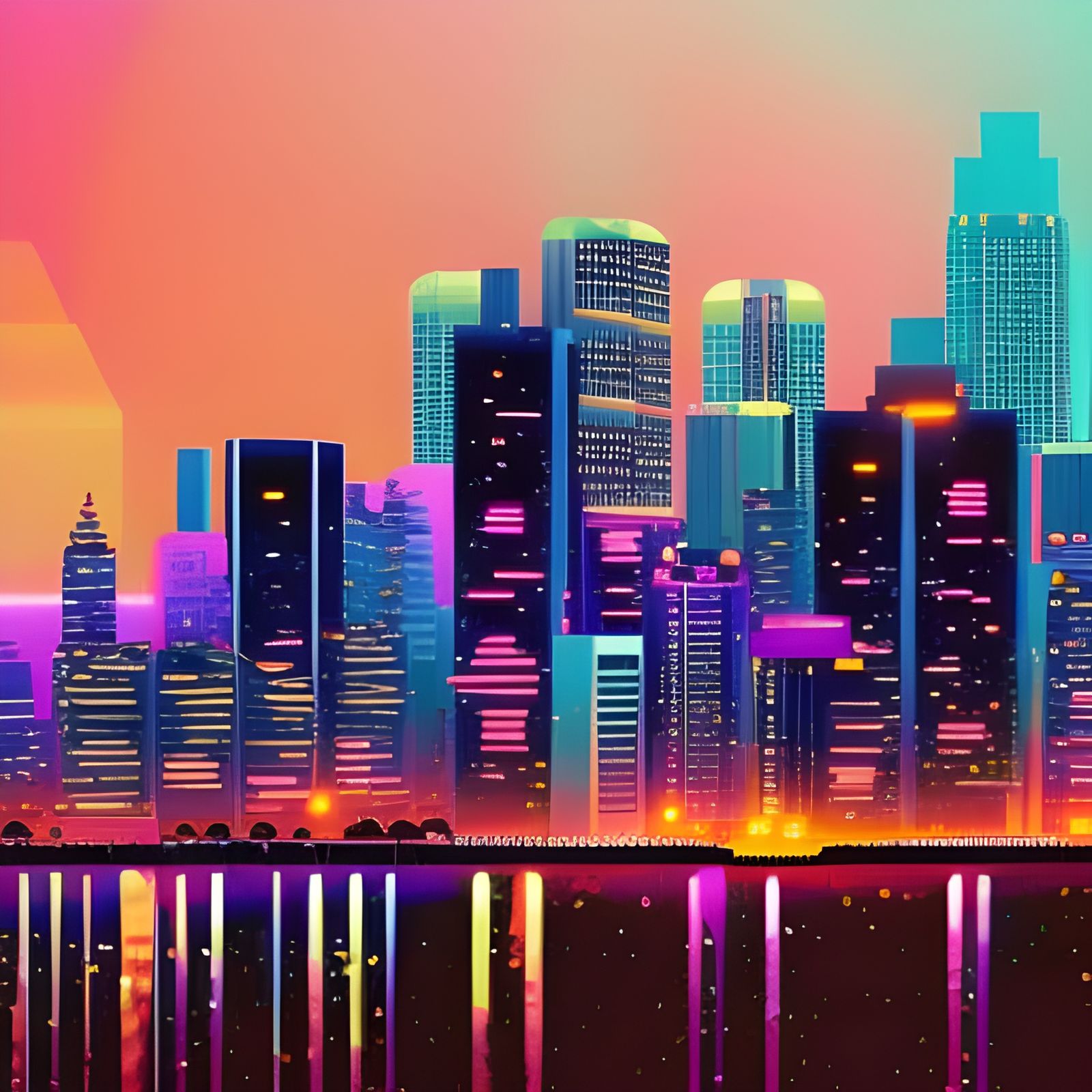 Neon Retro Cityscape - AI Generated Artwork - NightCafe Creator