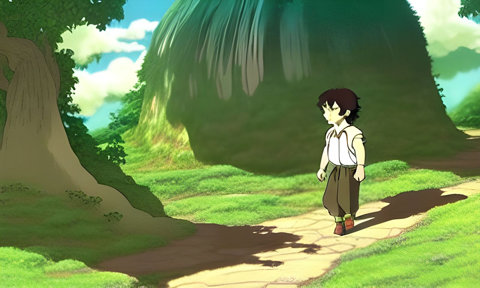 Frodo in the Shire, studio ghibli - AI Generated Artwork - NightCafe