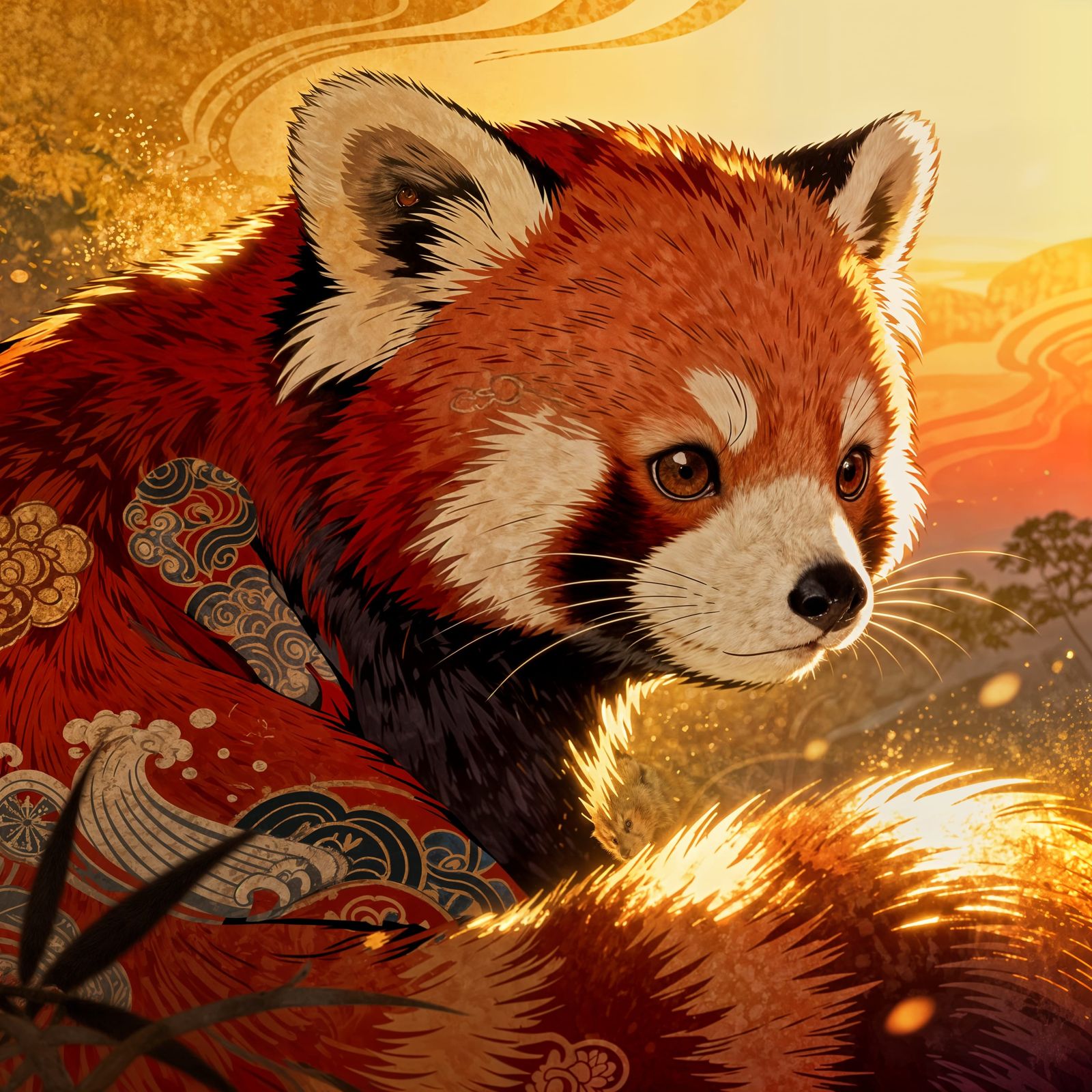 A UkiyoRed Panda’s poster style picture , poster , wallpaper , Dan Fajarfo style . High quality , masterpiece ...  by @BlueSfinx 